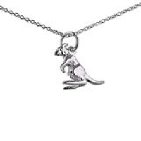 Silver 13x14mm Kangaroo Pendant with a rolo Chain with a 1mm wide rolo Chain 24 inches