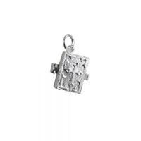 Silver 13x14mm moveable Bible with shrine inside Pendant or Charm