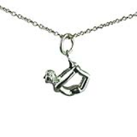 Silver 13x15mm Bow Pose Yoga Position Pendant with a 1mm wide rolo Chain 14 inches Only Suitable for Children