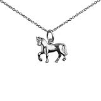 Silver 13x15mm unsaddled Horse Pendant with a 1mm wide rolo Chain 20 inches