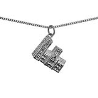 Silver 13x18mm Westminster Abbey Pendant with a 1.3mm wide curb Chain 22 inches