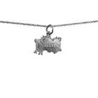 Silver 13x19mm Map of Jersey Pendant with a 1mm wide rolo Chain 16 inches Only Suitable for Children