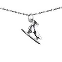 Silver 13x20mm Ice Skating Boot Pendant with a 1mm wide rolo Chain 16 inches Only Suitable for Children
