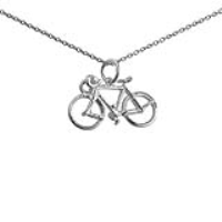Silver 13x22mm Bicycle Pendant with a 1mm wide rolo Chain 24 inches