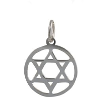 Silver 14mm round plain Star of David Pendant