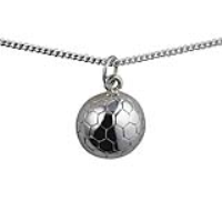 Silver 14mm solid Football Pendant with a 1.3mm wide curb Chain 18 inches