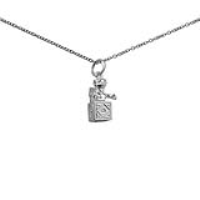 Silver 14x10mm Jack in the Box Pendant with a 1mm wide rolo Chain 20 inches