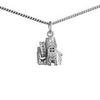 Silver 14x11mm moveable Water Mill Pendant with a 1.3mm wide curb Chain 20 inches