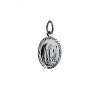 Silver 14x11mm oval Our Lady of Sorrows Pendant
