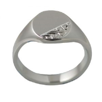 Silver 14x12mm hand engraved solid oval Signet Ring Sizes N-W