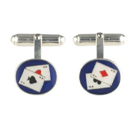 Silver 14x12mm oval Poker swivel Cufflinks