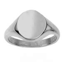 Silver 14x12mm plain solid oval Signet Ring Sizes N-W