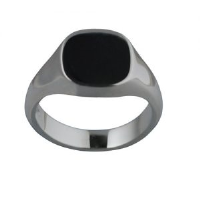 Silver 14x13mm plain solid cushion Signet Ring Sizes R-W