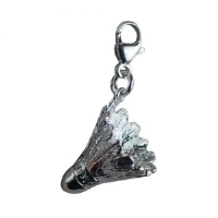 Silver 14x15mm Shuttlecock Charm on a lobster trigger