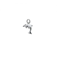 Silver 14x17mm leaping Dolphin Pendant or Charm