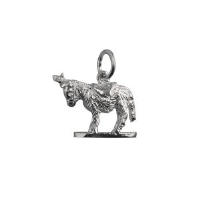 Silver 14x17mm solid Donkey Pendant or Charm