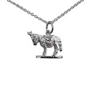 Silver 14x17mm solid Donkey Pendant with a 1mm wide rolo Chain 14 inches Only Suitable for Children