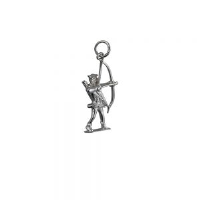 Silver 14x26mm Robin Hood with bow and arrows Pendant or Charm