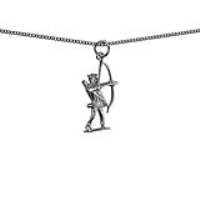 Silver 14x26mm Robin Hood with bow and arrows Pendant with a 1.3mm wide curb Chain 24 inches