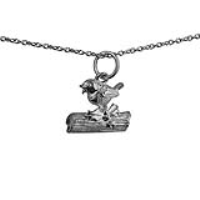 Silver 14x4mm Robin on a log Pendant with a 1mm wide rolo Chain 18 inches