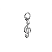 Silver 14x6mm G Clef Pendant or Charm