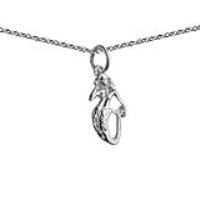 Silver 14x9mm Mermaid Pendant with a 1mm wide rolo Chain 20 inches