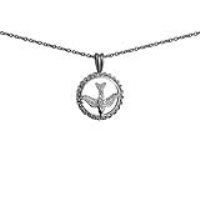 Silver 15mm round Confirmation Dove Pendant with a 1mm wide rolo Chain
