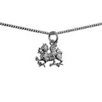 Silver 15x11mm Welsh Dragon Pendant with a 1.3mm wide curb Chain 24 inches