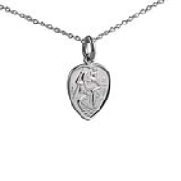 Silver 15x13mm heart St Christopher Pendant with a 1mm wide rolo Chain 14 inches Only Suitable for Children