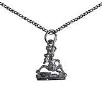 Silver 15x14mm Mouse and Trap Pendant with a 1.3mm wide curb Chain 22 inches