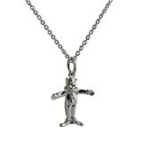 Silver 15x14mm solid Clown Pendant with a 1mm wide rolo Chain