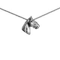 Silver 15x15mm Horse Head Pendant with a 1mm wide rolo Chain 22 inches