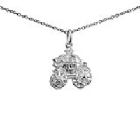 Silver 15x16mm moveable Cinderella Coach Pendant with a 1mm wide rolo Chain 22 inches