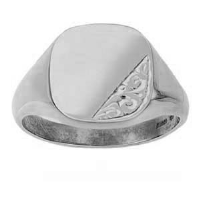 Silver 15x16mm solid hand engraved cushion Signet Ring Sizes R-Z