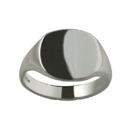 Silver 15x16mm solid plain cushion Signet Ring Sizes R-Z