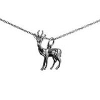 Silver 15x17mm Antelope Pendant with a 1mm wide rolo Chain