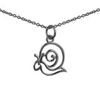 Silver 15x17mm pierced Snail Pendant with a 1mm wide rolo Chain 20 inches