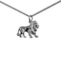 Silver 15x20mm Lion Pendant with a 1.3mm wide curb Chain