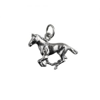Silver 15x22mm galloping Horse Pendant or Charm