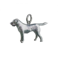 Silver 15x27mm short haired Mastiff Dog Pendant or Charm