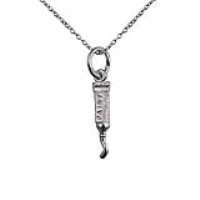 Silver 15x4mm Artist's Paint Tube Pendant with a 1mm wide rolo Chain