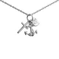 Silver 15x4mm Faith, Hope and Charity Pendants with a 1mm wide rolo Chain 18 inches