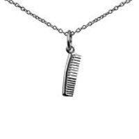 Silver 15x4mm Hairdressers Comb Pendant with a 1mm wide rolo Chain 22 inches