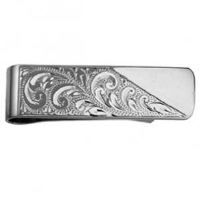 Silver 15x52mm hand engraved Money Clip