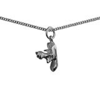 Silver 15x6mm Cat in Shoe Pendant with a 1.3mm wide curb Chain