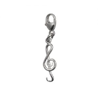 Silver 15x6mm round wire G Clef Charm on a lobster trigger