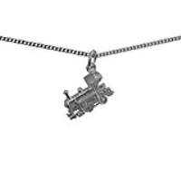 Silver 15x6mm Train Pendant with a 1.3mm wide curb Chain 20 inches