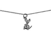 Silver 15x8mm moveable Mouse Pendant with a 1mm wide rolo Chain 24 inches