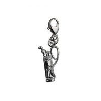 Silver 15x9mm Golf Bag and Clubs Charm on a lobster trigger