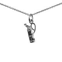 Silver 15x9mm Golf Bag and Clubs Pendant with a 1mm wide rolo Chain 16 inches Only Suitable for Children